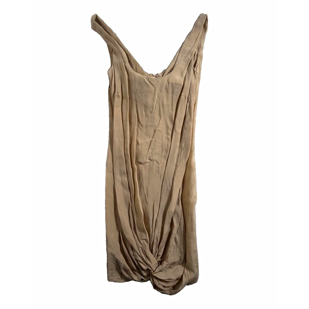 ASOS Women's Beige Taupe Ruched Twist Front Mini Dress Size US 2 Cupro